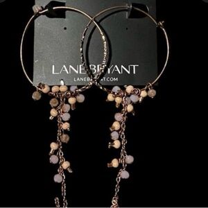 Lane Bryant Copper/Rose Gold Tone Hoop Earrings With Peach and Pink Beads
